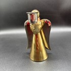 Vintage Brass Copper Angel Candle Holder Christmas Figurine 6 5  Metal Wings