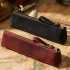 2pcs Leather Pencil Case Small Zipper Pen Bag Stationery Pouch Bag For Men Women