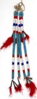 Antique Native American Indian Beaded Awl Case Tinkle Cones 14    Red White Blue