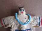 Antique Miniature Native American Indian Doll With Beaded Necklace - Rare Htf