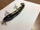Vintage Very    rare    Flipper Tail Muskie Jointed Fishing Lure Wood Spinner Front