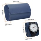 Watch Roll Travel Case 2 Slots Leather Cases  Cross-grain Texture Blue