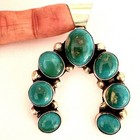 Turquoise Naja Navajo Pendant 2 25in Signed Largo Sterling Matte Squash Blossom
