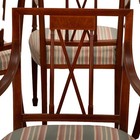 8 Flame Mahogany Regency Style Dining Chairs     Sculpted Arms   Inlaid X-backs