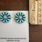 Native American Navajo Indian Cluster Post Blue Turquoise Earrings Zuni Nice  d