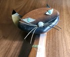 1960   s Pair Masketeers Siamese Cats Mcm Wall Hanging Wood   Metal Art  Vintage