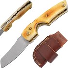 Gold Lining Cigar Cutter Knife Razor Sharp Bone Handle With Leather Sheath