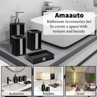 4 Pcs Bathroom Toothbrush Holder Black Accessories Set Soap Dispenser Dish