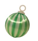 Vtg Lot Of 12 Green White Striped Satin Christmas Ball Ornaments Tiny 1  Craft