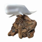 Vintage John Perry Resin Sperm Whale Sculpture Mounted On Natural Burl Wood