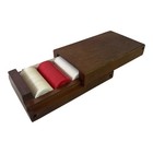 Vintage Poker Chip Set In Sliding Wood Box Red White Blue Interlocking Chips