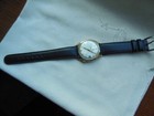 Runs for Repairs  Ss plated  1976 Bulova Accutron  17 Jewels U s a  Leather Band