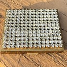 Vintage Rhinestone Studded Gold Tone Makeup Powder Compact  read 