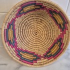 Vintage Hand Woven Coil Spiral Wicker Bowl Basket  9  diameter Depth 3 5  Color