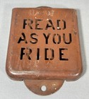 Antique Read As You Ride Metal Brochure Map Holder Trolley Bus Transit Vintage