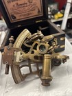 J  Scott London Brass Ship History Sextant With Hardwood Box  Vintage Solid A   