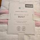 Pottery Barn Kids Braided Trim Baby Toddler Quilt   White   Pink