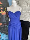 Vintage Miss Elliette Blue Chiffon Flowy Ruched Midi Dress Size 6 