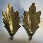 Brass Wall Pocket Pair Vase Sconce Hollywood Regency Hotel Style Vintage