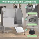 50  Dog Grooming Bath Tub Stainless Steel Pet Wash Station W  Non-slip Ramp
