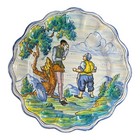 Vintage Spanish Talavera Ceramic Don Quixote   Sancho Panza 13    Wall Plate Spain