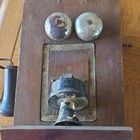 Antique Pre-1940 Wooden Wall Crank Telephone W  Bells   Candlestick Receiver