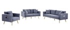 Easton Dark Gray Linen Fabric Sofa Loveseat Chair Living Room Set Usb Charging