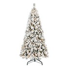 4 5 6 7 8ft Snow Flocked Hinged Artificial Christmas Tree Xmas Winter Decoration