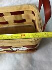 Large Woven Wood Christmas Gift Basket Snowmen   Trees Handles 14 x5 x5  Empty