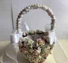 Flower Girl Child Wedding Petal Basket Ribbons Covered With Flowers