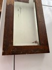 Vintage Antique Oak Wood Beveled Mirror - 9-1 4  X 18-1 2 