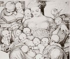 Kewpies In The Lap Of Learning     Rose O   neill Vintage Illustration  Print 1915