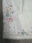 Vintage Handmade Cross Stitch Dresser Scarf Table Runner Flowers Bows 13   x37   