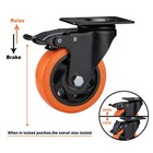 4-set 4-inch Heavy Duty Caster Wheels Orange Polyurethane Swivel With Brake