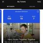X2 Harry Styles  Together  Together   Msg Tickets Oct 21st 2026 Sec 105 Row 10