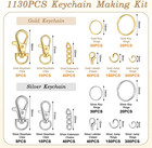 Besarme 1130pcs Keychain Making Kit Jump Rings For Jewelry Diy Key Chain