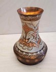 Vintage Hand Etched Copper Small Vase Istanbul Turkish 16sm Tall
