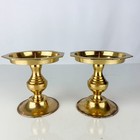 Pair Vintage Brass Pillar Candle Holders Pedestals Ornate Hollywood Regency Mcm