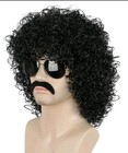 Black Curly Fluffy Jumbo 70s Afro Wig 80s Rocker Disco Party Costume 
