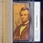 Gold 2021  5 Five Dollar Bill Lincoln Fantasy Banknote White Coa