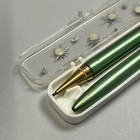 Vtg Mid Century Modern Secretary Green Gold Tone Pen Pencil Set Rhinestone Case