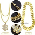 80s 90 s Hip Hop Fake Gold Chain Fake Chains Costume Jewelry  Includes Big 