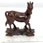 Vintage Miniature Chinese Rosewood Horse Wooden Carving With Glass Eyes 4in R8