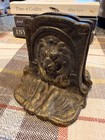 Antique 1920s Cast Iron Lion Head Bookends Pair Bronze Finish  Art Deco Style