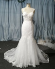 Mermaid Wedding Dresses Sweep Train V Neck Lace Applique White Ivory Bridal Gown