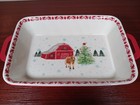 Pioneer Woman Holiday Barn 13x9 Baker Casserole Dish Red White Cow Christmas Euc