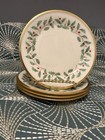 Lenox Holiday Dimension Holly Berries Gold 6 1 4    Bread butter Plates-set Of 4