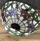 Vintage Tiffany Style Stained Glass Lamp Shade Floral Iris Dome 16  Art Nouveau