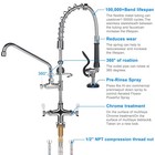 27 Inch Height Deck Mount Commercial Faucet With Pre Rinse Sprayer  Single Ho   