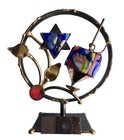 Gary Rosenthal Fused Glass   Mixed Metal  rotating  Jewish Dreidel In Circle 